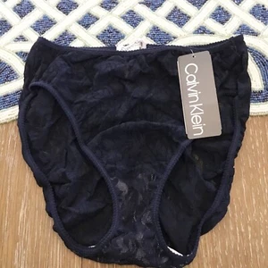 Vintage Y2K NWT-Navy Blue Lace Calvin Klein’s Size 6 New Cotton Made In USA - Picture 1 of 3