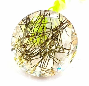 Transparent Round Cut 109Ct Certified Golden Rutilated Quartz Loose Gemstone EKC - Picture 1 of 9