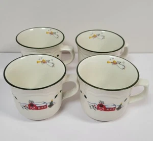 Pfaltzgraff Snow Village Cup Mug Set of 4 Christmas Holiday Barn Angel - Picture 1 of 8