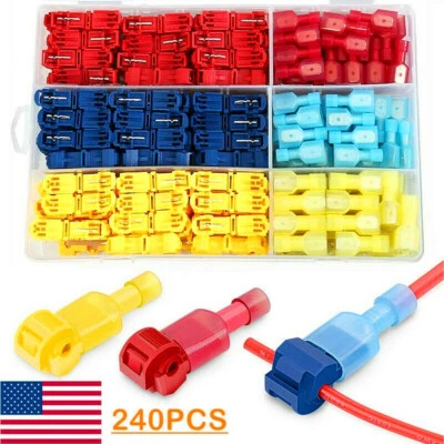 240Pcs 22-10 AWG Insulated T-Tap Quick Splice Combo Wire Terminal Connectors Kit - Image 1 of 4