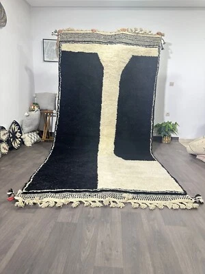 alfombra beni ourain hecha a mano - alfombra - blanco y negro - alfombra marroquí Foto 1 de 4