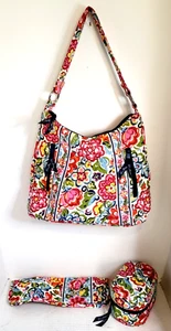 3 Vera Bradley Lisa Shoulder Bag Jewelry Box & Curling Iron Cover Hope Garden - Picture 1 of 16