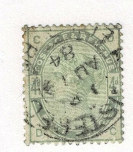 GREAT BRITAIN - 1883/84 4d QV GREEN - Sc#103 - GU - E 1894 - Picture 1 of 1