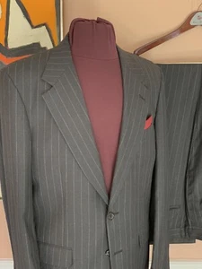 Corbin Charcoal Gray Wide Stripe Suit 100% Wool 42L - Bild 1 von 12