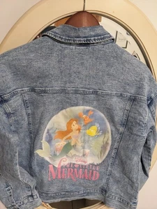 Disney The Little Mermaid Jean Jacket Girls XL Button Up Blue Denim - Picture 1 of 6