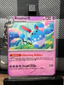 Pokémon Keychain: Azumarill _ Trading Card Key Chain, Resin, Handcrafted - Picture 1 of 1