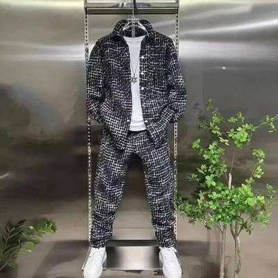 Otoño Hombres Conjunto de Dos Piezas Camisa y Pantalones Informales Traje de Moda y Versátil Foto 1 de 4