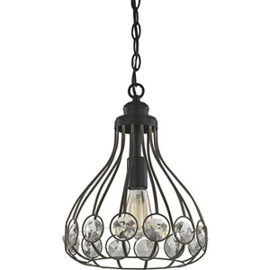 ELK Lighting 81105/1 Crystal Web Mini Pendant Gold with Matte Black and Clear - Picture 1 of 2