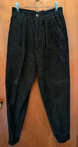 Bonjour Vintage 1980er schwarz Cordhose Größe 10 Damen Bündchen Beine 26" Taille - Bild 1 von 8