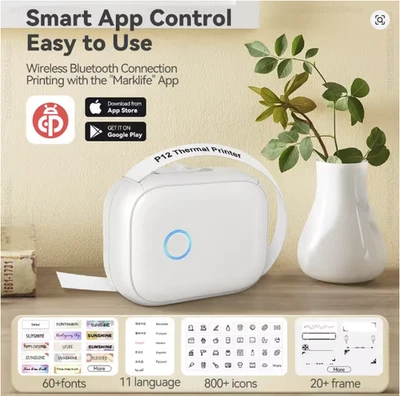 Marklife P12 Label Maker-Portable Printer Machine With 1 roll of Printing Paper - Image 1 of 4