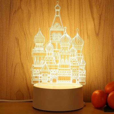 Sky Castle Luz de Noche con Patrón Monocromo USB para Lámpara de Noche de Dormitorio Foto 1 de 4