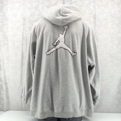 Jordan Nike Hoodie Mens 2XL Gray Full Zip Jumpman Logo Two Way Zip Fleece XXL - Image 1 of 4