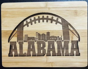 Alabama Football Skyline Engraved Bamboo Cutting Board – 12x9 Bama Fans - Picture 1 of 1