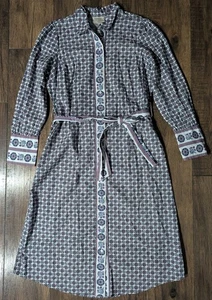 St. Johns Bay Women's Button Down Paisley Circle Print Cotton Dress Waist Tie M - Picture 1 of 16