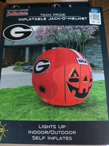 NEW Georgia Bulldogs 4 ' Inflatable Jack-O-Helmet Pumpkin Halloween LED Light Up - Picture 1 of 11