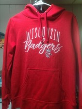 Wisconsin Badgers Women's Long Sleeve Hoodie - Red NWOT Medium Heavy And Warm