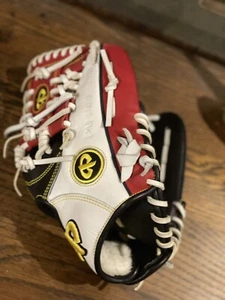 Rare PRO MOUND White/BLK/Red Leather Right Hand Thrower Baseball Mitt Glove 12" - Picture 1 of 10