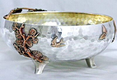 A Gorham Sterling Silver & Mixed Metals Japanese-style Centerpiece Bowl, #1725 • 9,531.58$