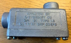 APPLETON GRANDE GRADO DE ENCENDIDO DE POLVO A PRUEBA DE EXPLOSIONES 3/4 PULGADAS 21 T LB - Imagen 1 de 5