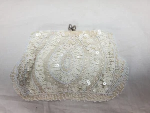 Vintage Beaded & Sequin Evening Bag Clutch Purse  7 in by 5 in - Picture 1 of 5