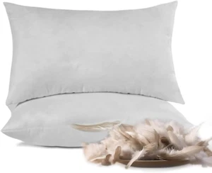 Throw Pillow Inserts 20'' X 12'' Set of 2, down Feather Decorative Pillows, Luxu - Picture 1 of 12