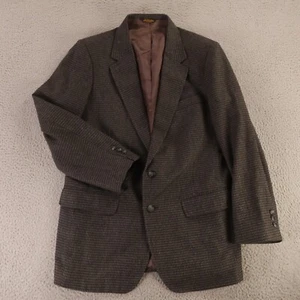 VINTAGE Tweed Jacket M Black Gray Houndstooth Check 100% Wool Blazer 40R - Picture 1 of 14