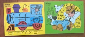 Vtg Playskool Little Boy Blue Wooden Puzzle #185-1 & #275-34 Lot X2 - Picture 1 of 3
