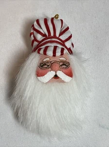 Santa Head Christmas Ornament with Conductors Hat Holiday Ornament - Picture 1 of 5