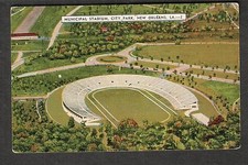 1939 post card Municipal Stadium City Park New Orleans LA to Porterville CA