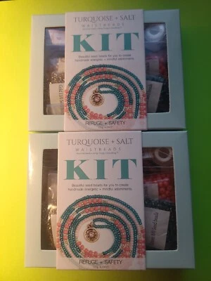 Turquoise and Salt Waistbeads Seed Beads Charms Kits DIY Jewlery LOT of 2 Blue - Image 1 of 3