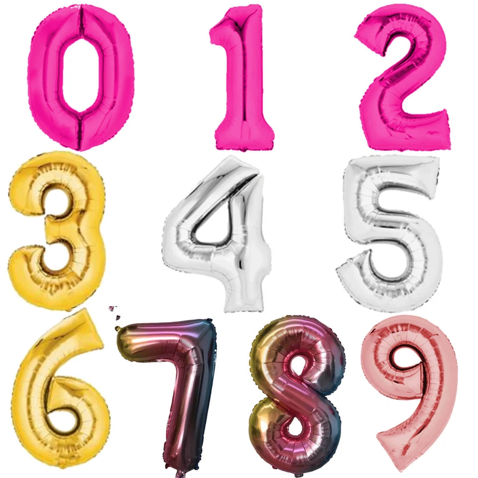 Folienballon 80cm Gold Silber Bunt Pink Zahl Luftballon Geburtstag Helium Party - Bild 1 von 1