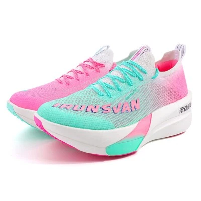 Zapatos para correr maratón con placa de carbono de nailon de alto rebote para hombre cómodos sin cordones Foto 1 de 4