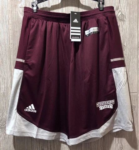 ADIDAS Mississippi State Sideline ClimaLite Maroon Basketball Shorts NEW Mens L Cover