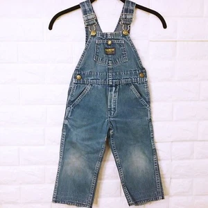 Vintage 80s Osh Kosh B'Gosh USA Overalls Kids-4 Vestbak Soft Worn Faded Denim - Picture 1 of 10