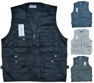 Mens Waistcoat Jacket Multi Pocket Vest Camping Hiking Hunting Fisherman Vest - Picture 1 of 10