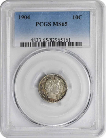 1904 Barber Silver Dime MS65 PCGS Cover