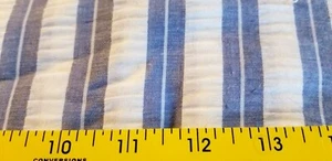 Denim Blue and White Synthetic Wide Stripe Seersucker 1 2/3 yards - Picture 1 of 3
