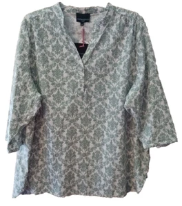 Cynthia Rowley Womens V-Neck Linen Rayon Tunic Top Blouse Size 3X ~ NWT - Picture 1 of 10
