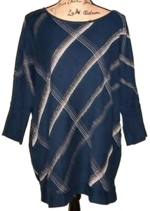 Liz Claiborne - 80's Inspired Blue Silver Slash Sweater - Women's Size 2X - Picture 1 of 4
