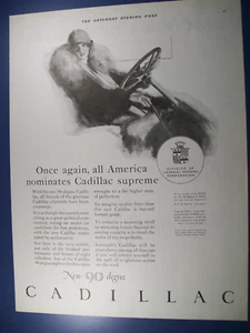 1925 Cadillac large-mag car ad- "New 90 degree"- woman driver- fashion - Picture 1 of 1