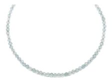 Aquamarine Necklace Natural Solid Strand Dainty Sterling Silver 14k Gold GF 18"