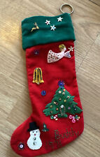 Vintage Handmade Felt Sequin Christmas Stocking 10” BUDDY 1971 pet stocking