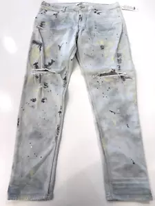 Hudson Zack gesprüht grau Farbspritzer Skinny Jeans Herren Größe 40x32 NEU Neu mit Etikett - Bild 1 von 12