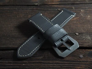 Handmade "Grafite" gray leather watch strap VDB Panerai GPF 28,27,26, 24,22mm - Picture 1 of 12