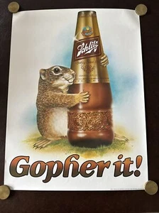 Vintage 1980 SCHLITZ Beer "GOPHER IT!" Poster 18" x 24" - Picture 1 of 10