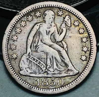 1850 Seated Liberty Dime 10c Ungraded 90% Silver US Coin CC28192 - Image 1 of 4