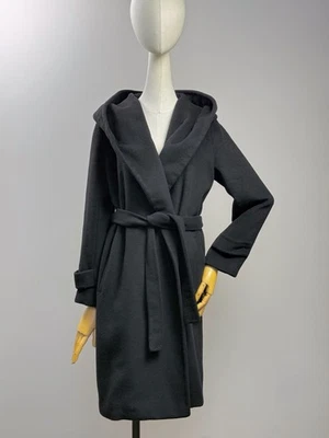 VIVIENNE WESTWOOD красный ярлык длинное пальто шерсти кашемир черный Sz S подпоясанный большого размера - Изображение 1 из 4