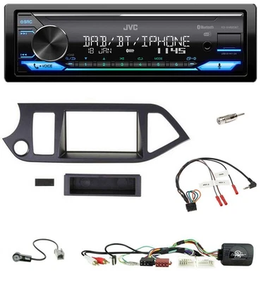 JVC Bluetooth DAB USB Lenkrad Autoradio für Kia Picanto ab 2011 AUX USB Start-St - Bild 1 von 4