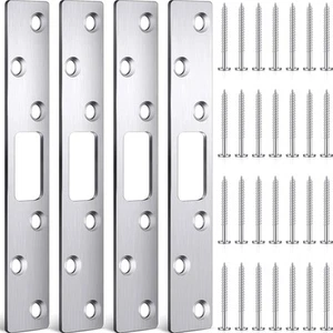 4 Pcs 6 Inch Door Strike Plate Security Latch Stainless Steel Sliver - Picture 1 of 7