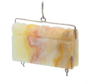 Antique Onyx Watch Fob Carved Book Pendant Stone - Picture 1 of 4